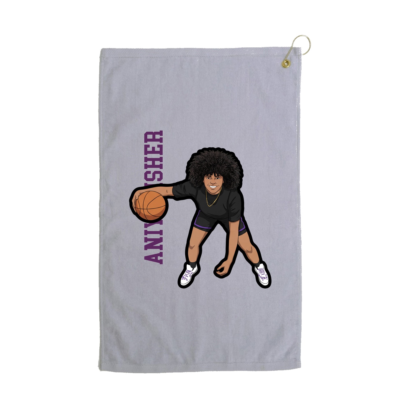 Golf Towel — Name Vertical in Grey