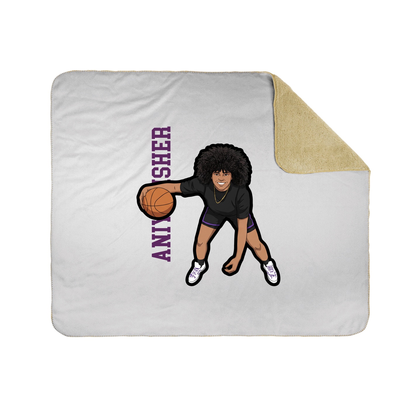 Throw Blanket — Name Vertical in White