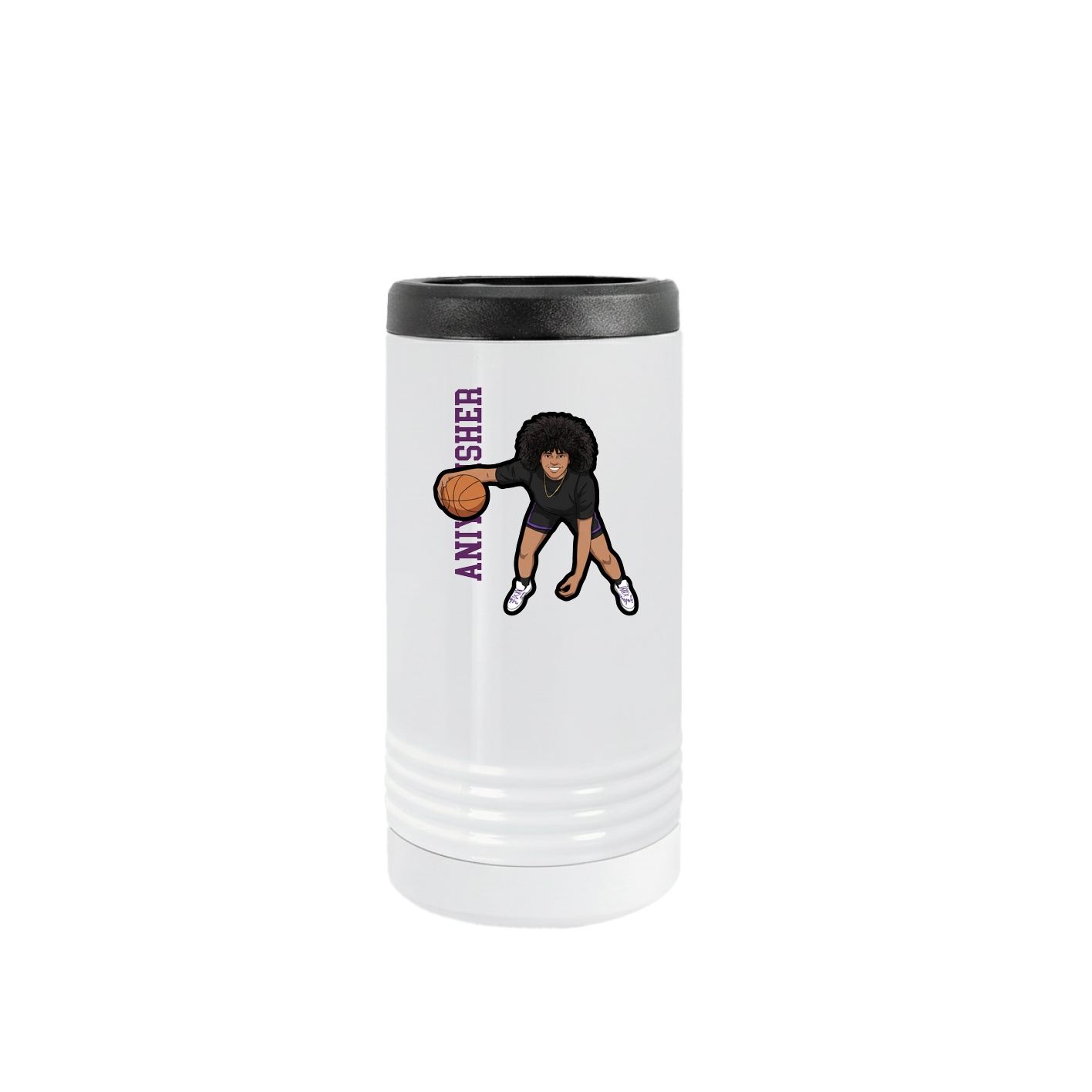 Slim Beverage Holder — Name Vertical in White