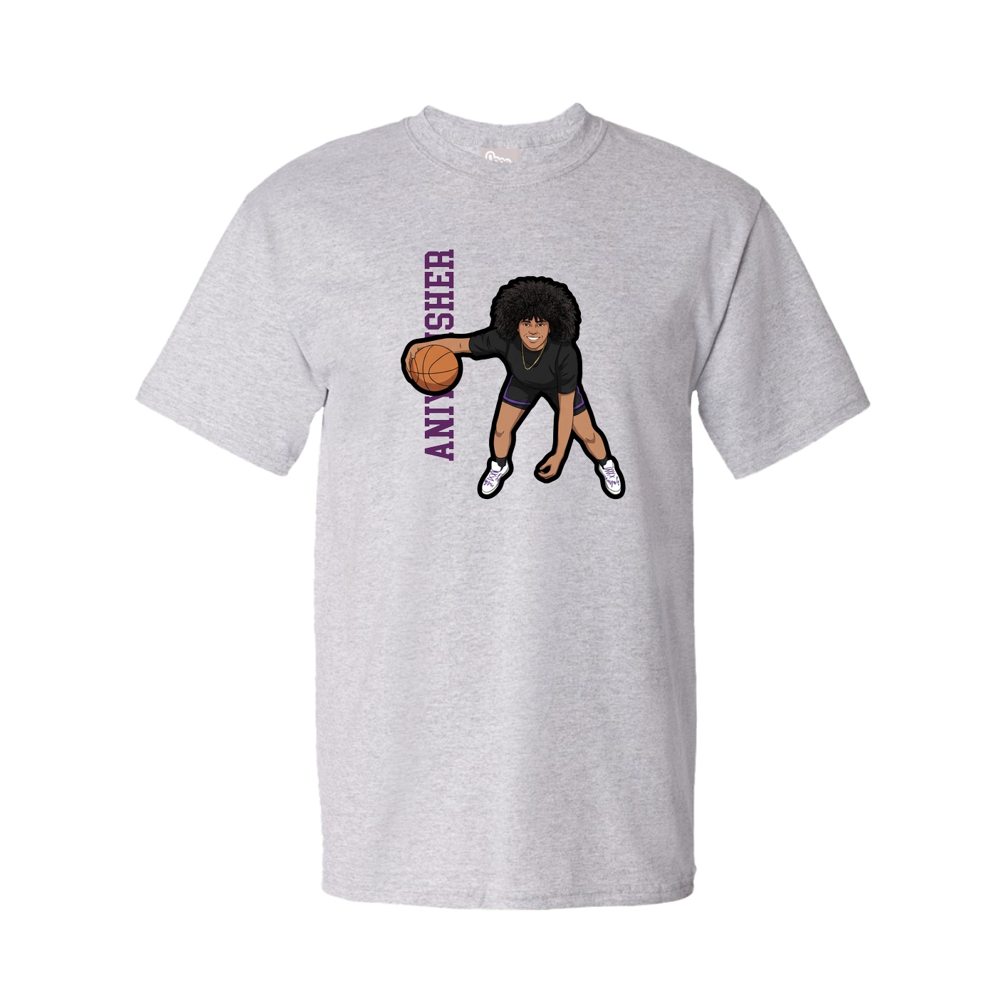 Youth Tee — Name Vertical in Grey