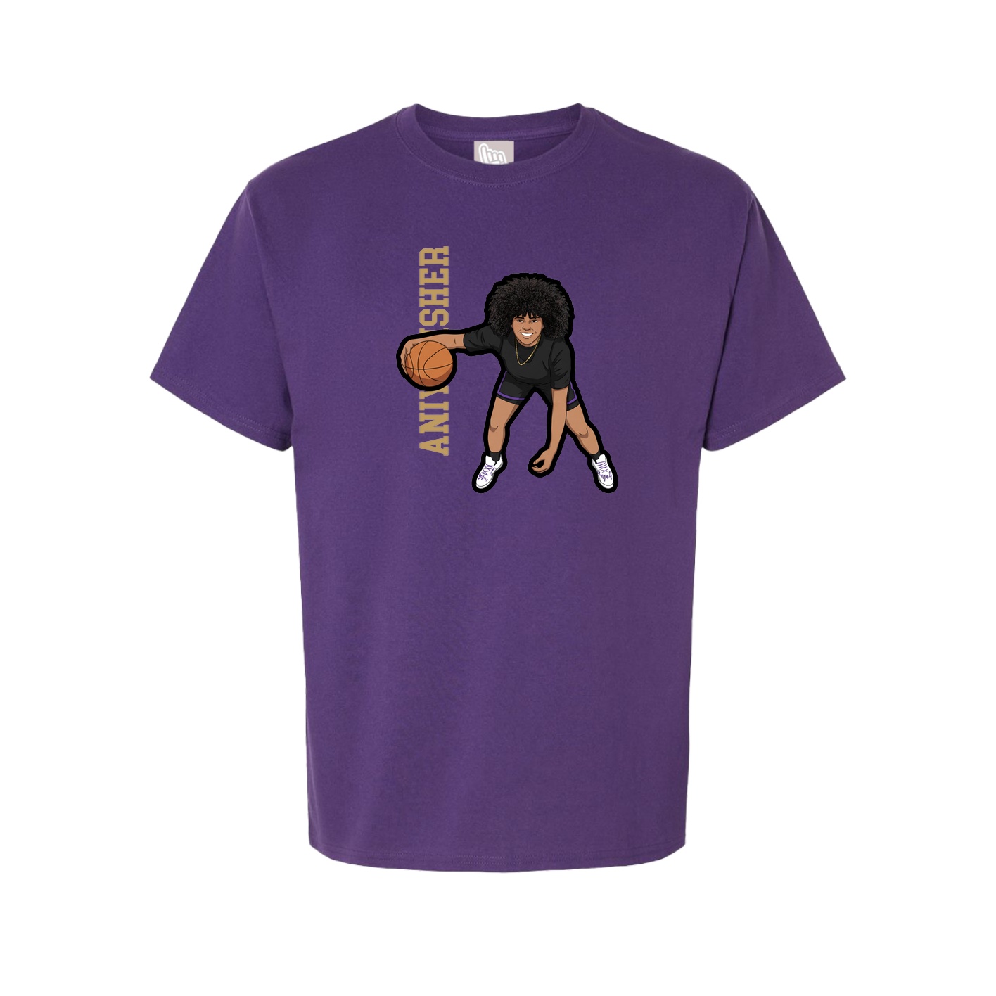 Youth Tee — Name Vertical in Purple