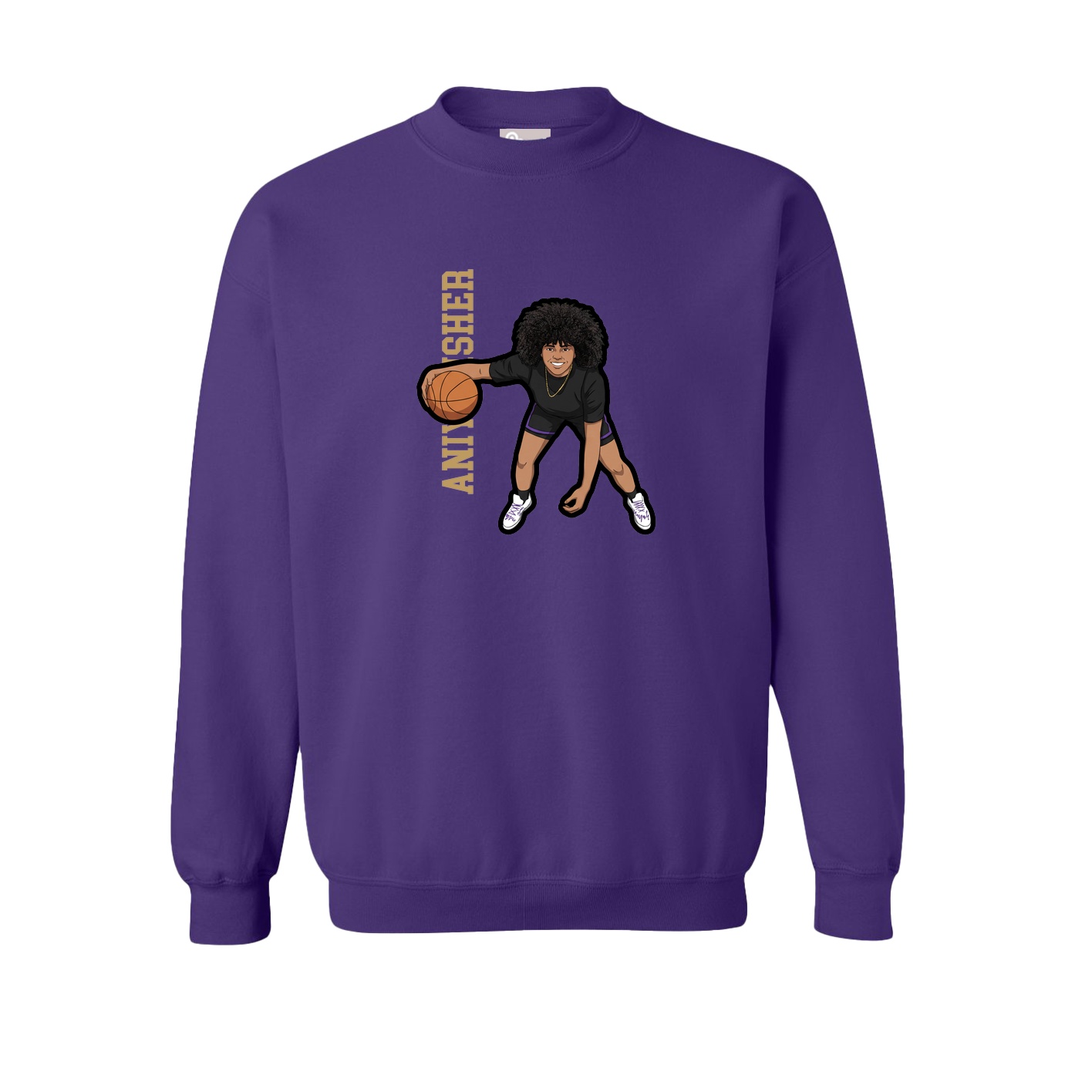 Fleece Crew — Name Vertical in Purple