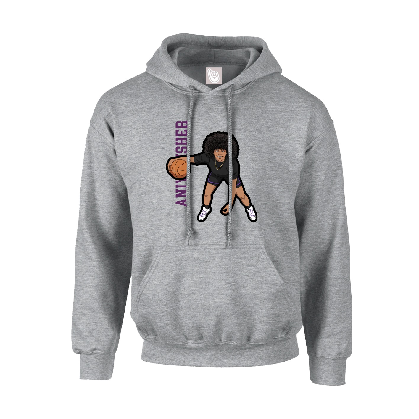Youth Hoodie — Name Vertical in Grey