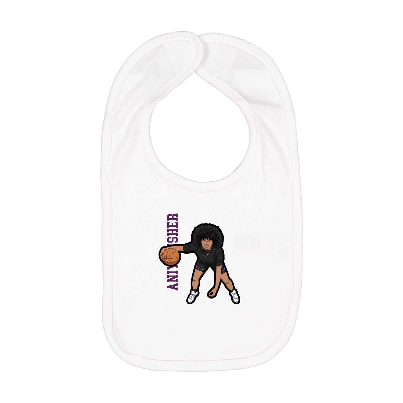 Infant Bib — Name Vertical in White