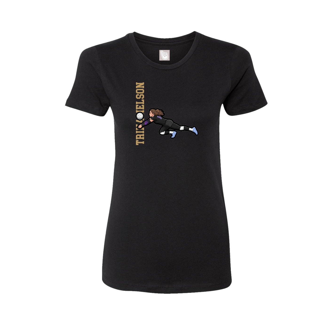 Fitted Women's Tee — Name Vertical in Black