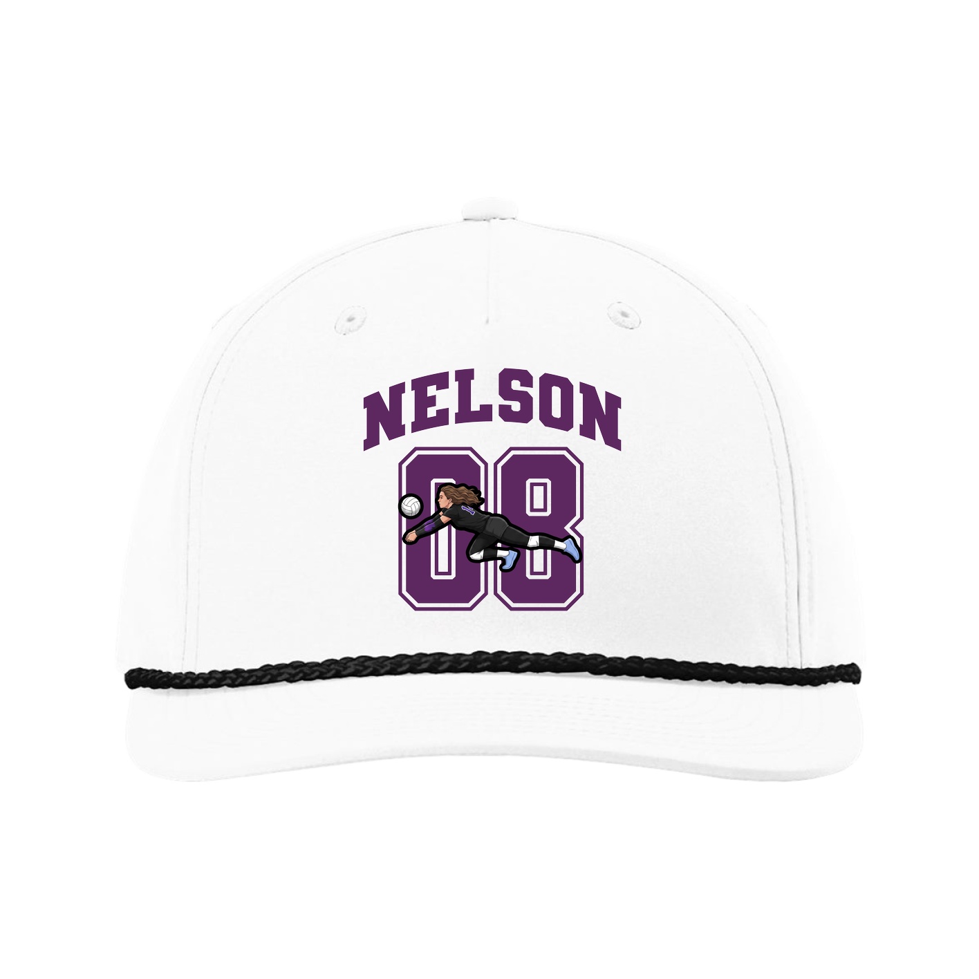 Five-Panel Classic Rope Cap — Number in White
