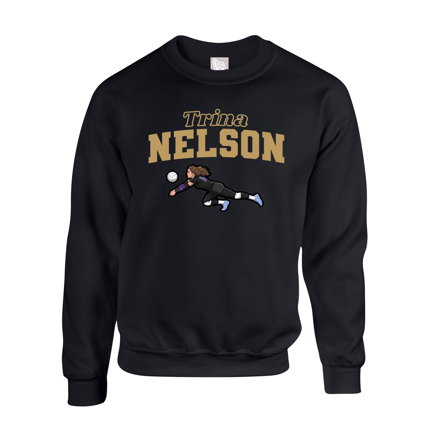 Fleece Crew — Name Arch in Black