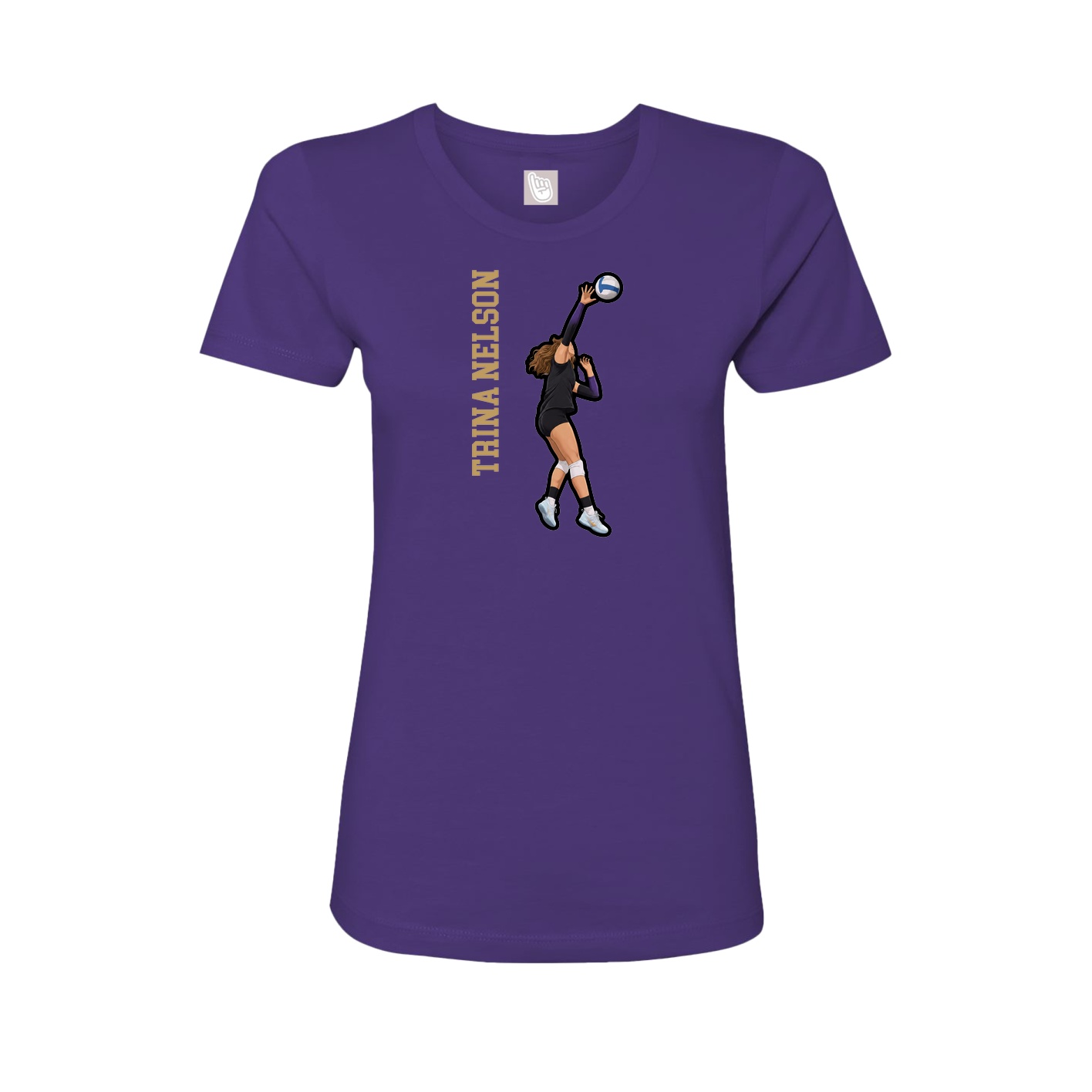 Fitted Women's Tee — Name Vertical in Purple