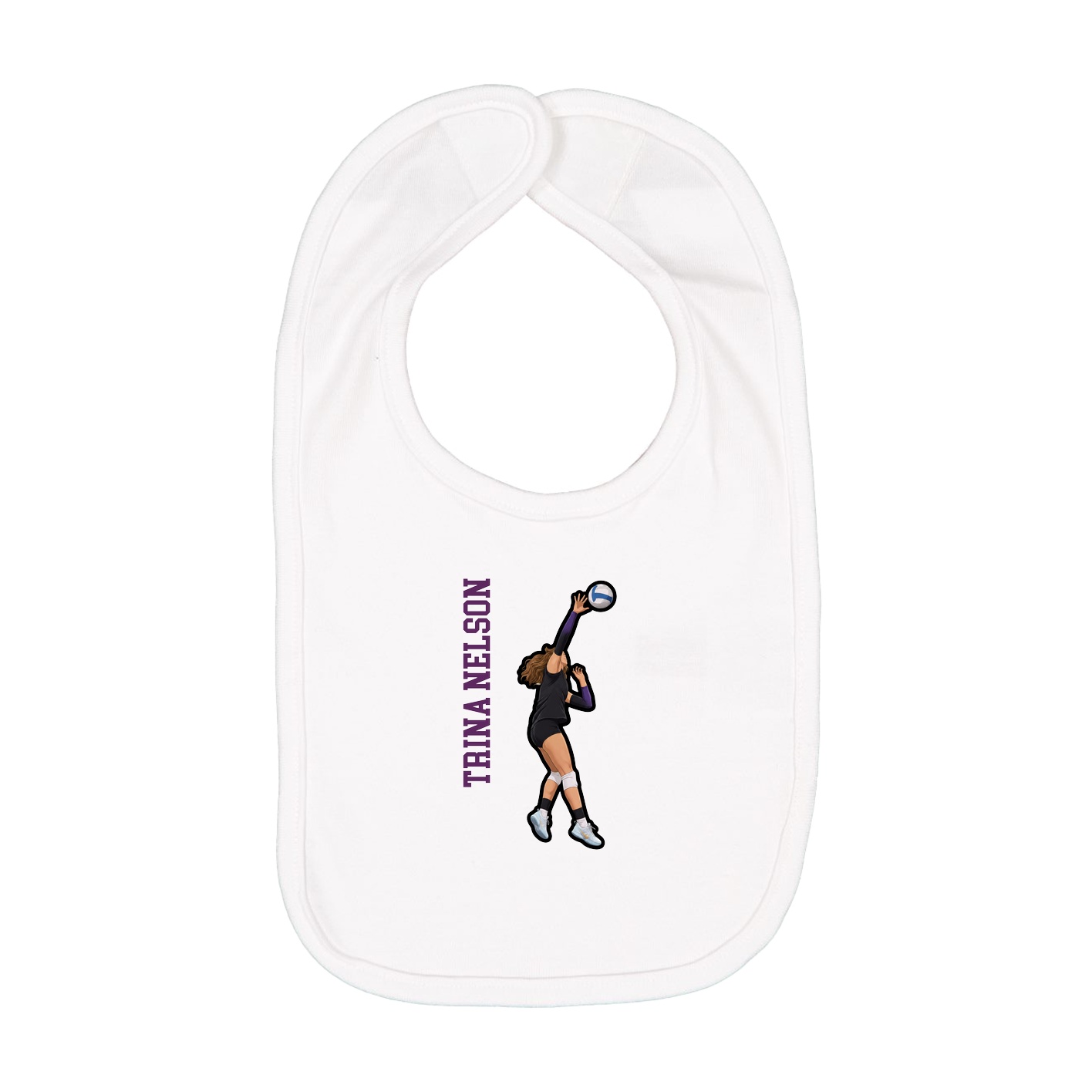 Infant Bib — Name Vertical in White