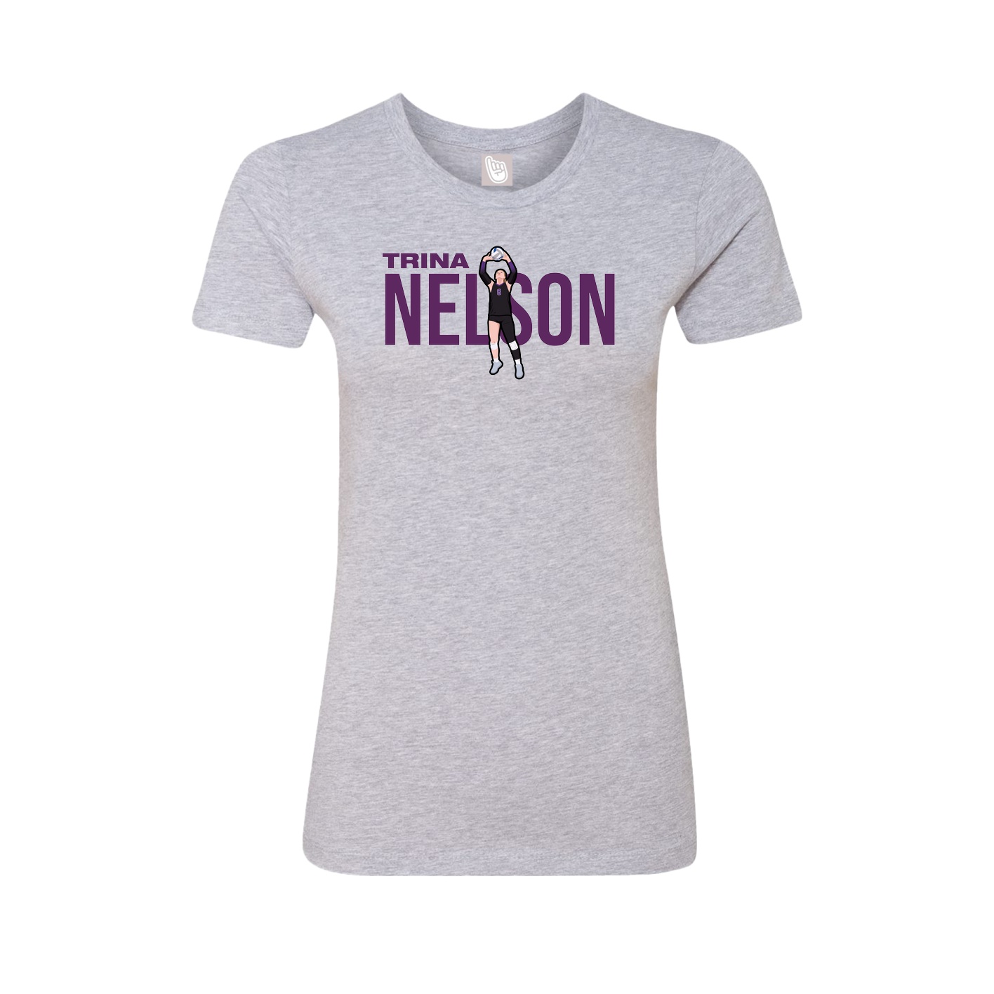 Fitted Women's Tee — Player Name in Grey