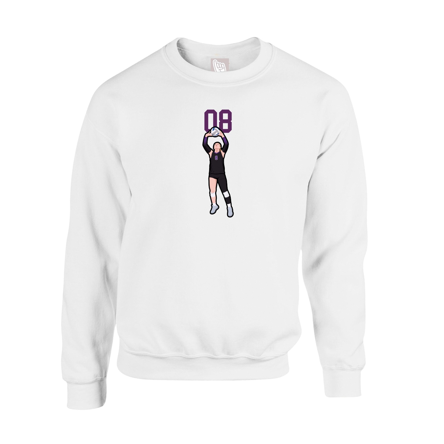 Fleece Crew — Number Top in White