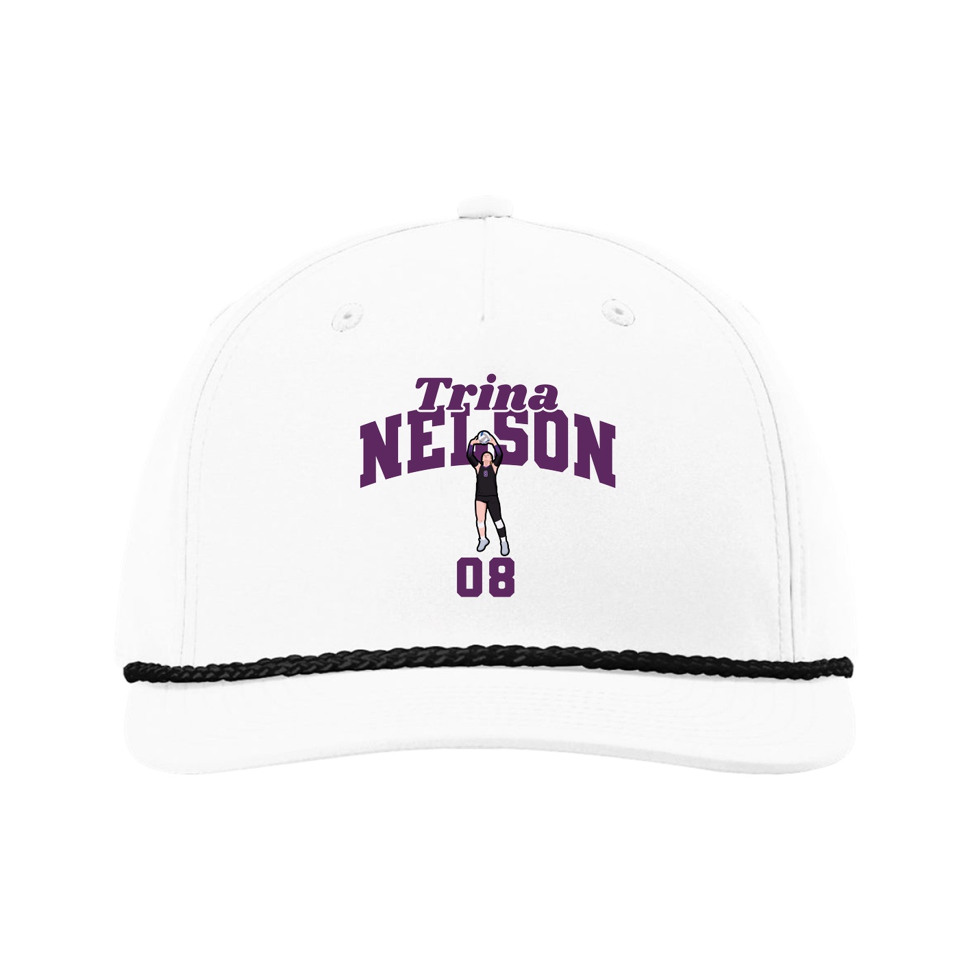 Five-Panel Classic Rope Cap — Signature Arch in White