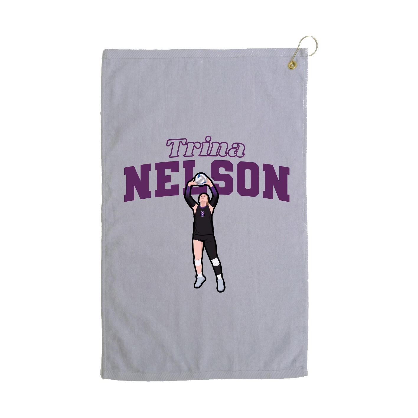 Golf Towel — Name Arch in Grey