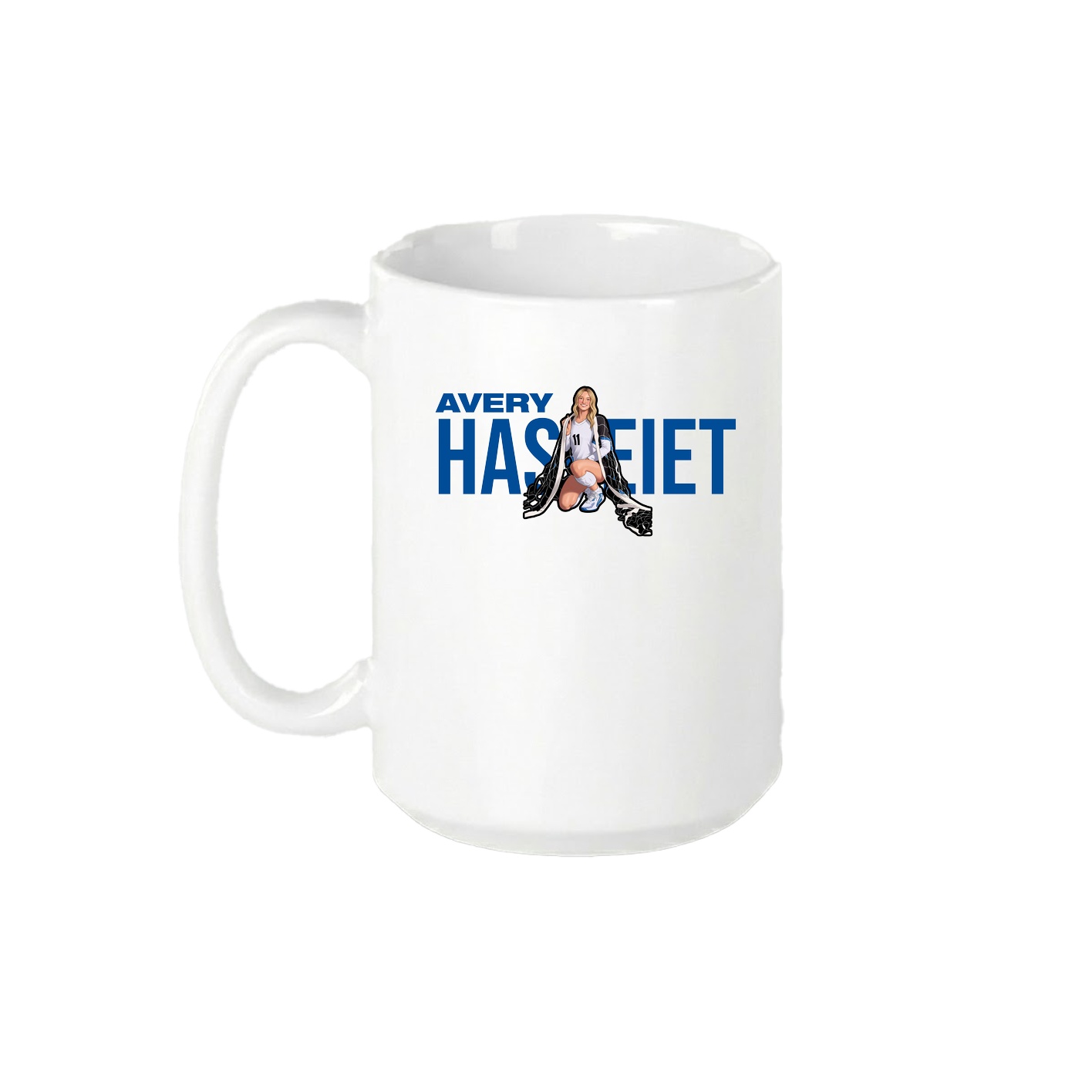 15oz Coffee Mug — Player Name in White