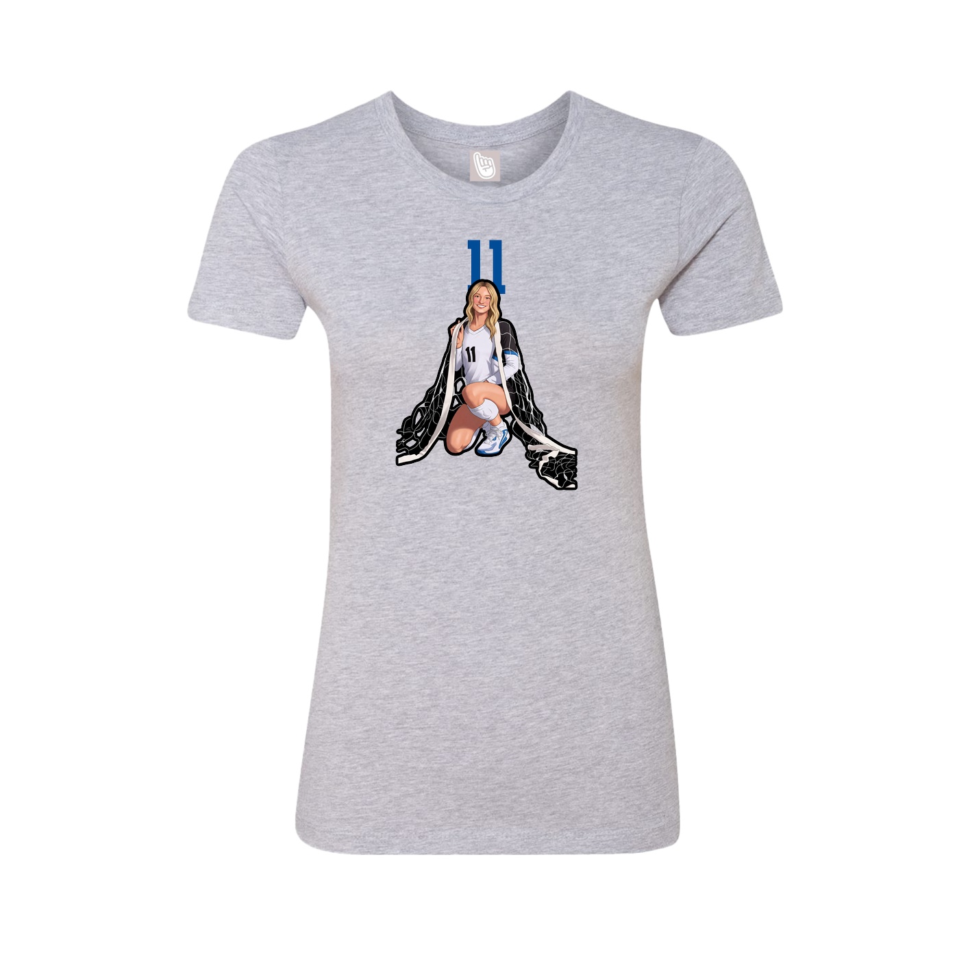 Fitted Women's Tee — Number Top in Grey