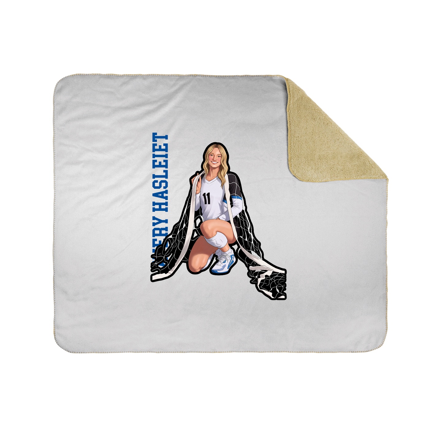 Throw Blanket — Name Vertical in White