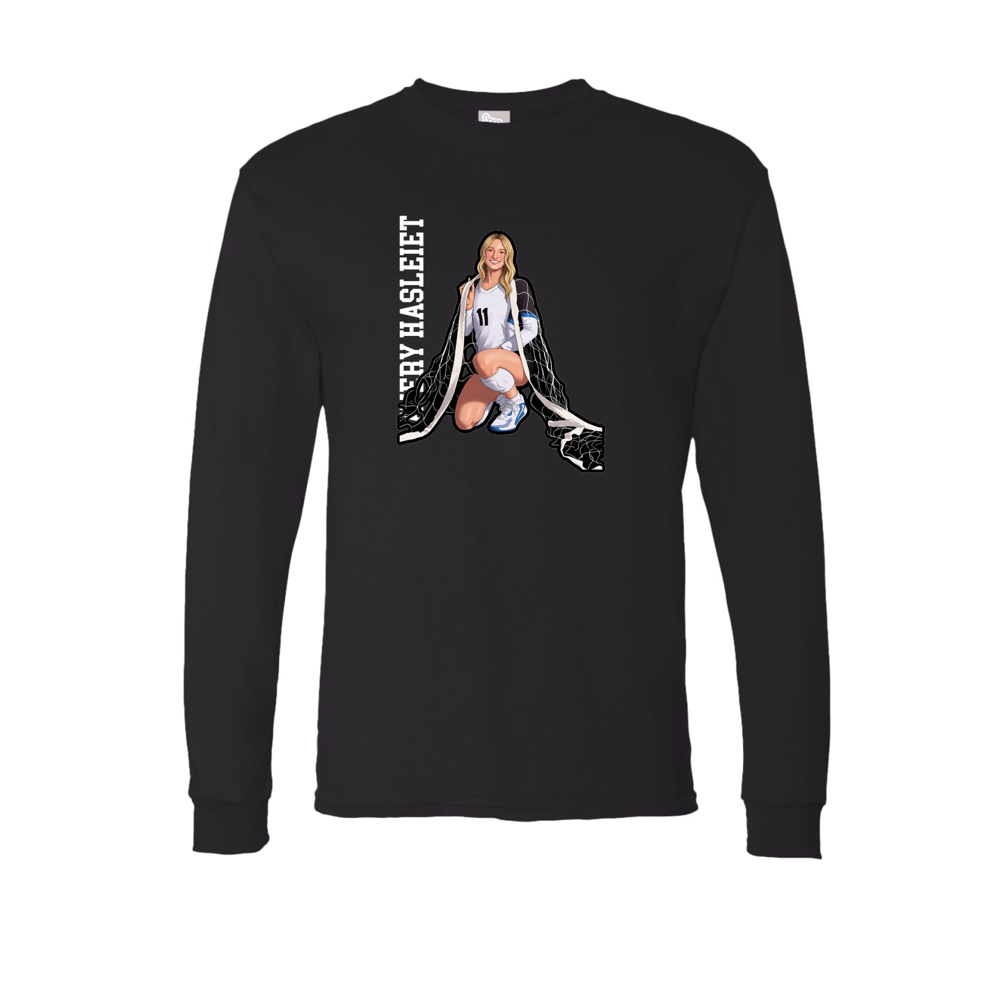 Long Sleeve Tee — Name Vertical in Black