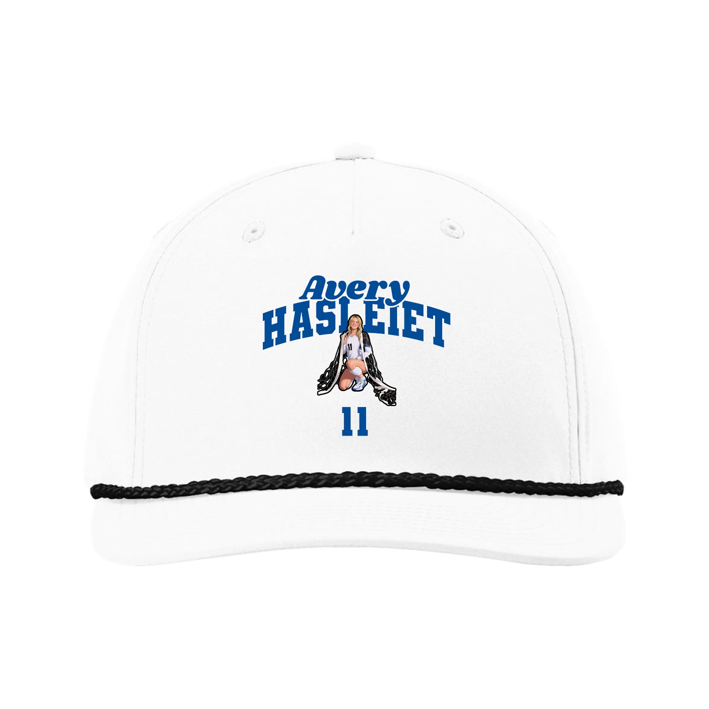 Five-Panel Classic Rope Cap — Signature Arch in White