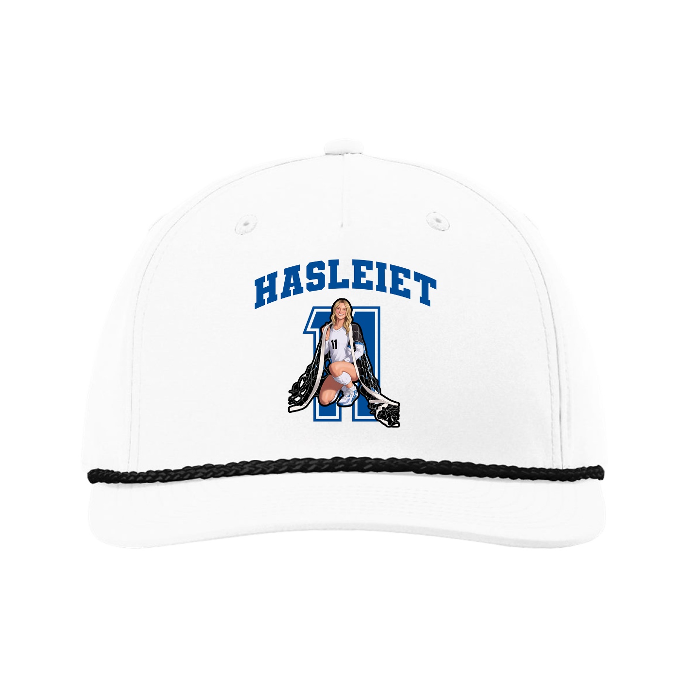 Five-Panel Classic Rope Cap — Number in White