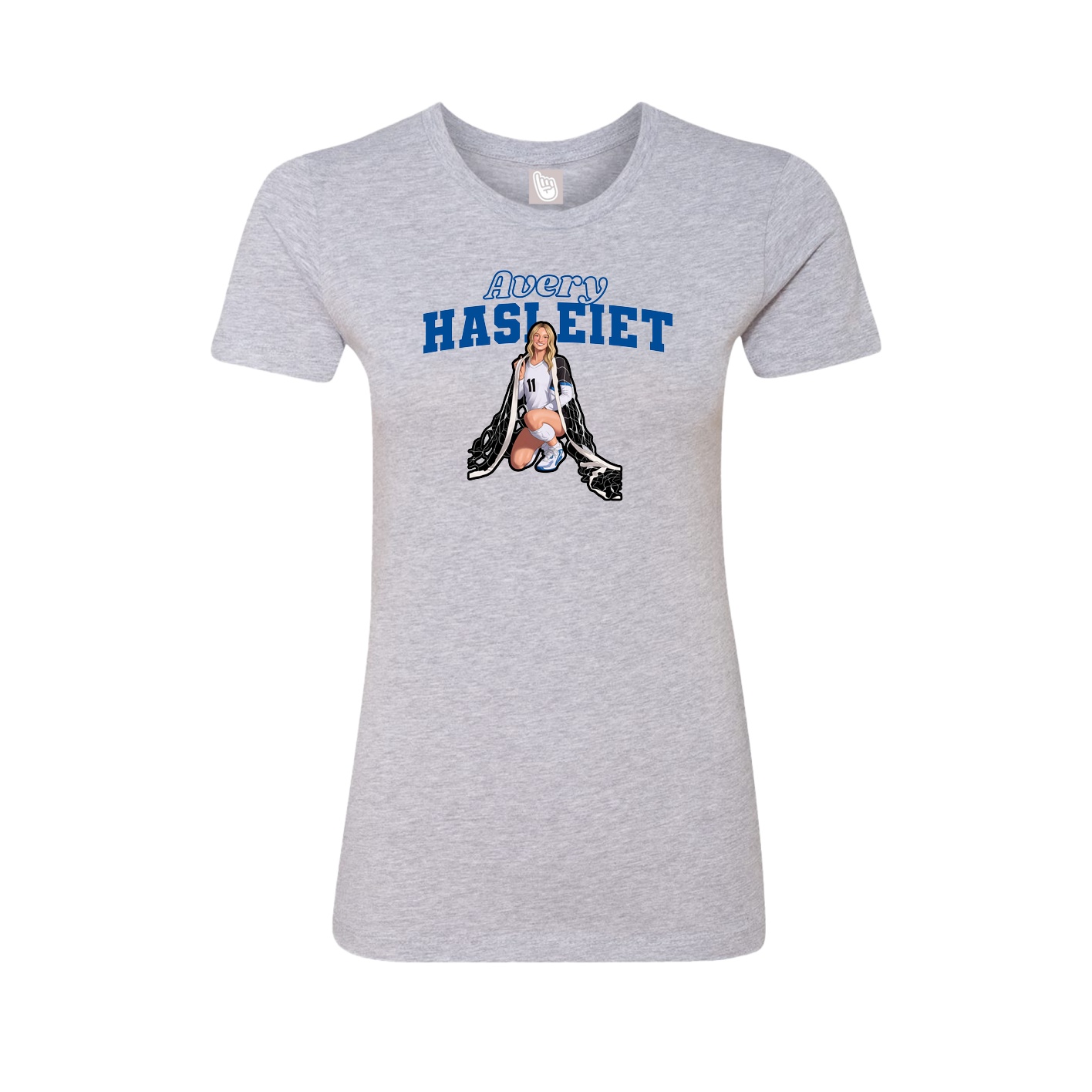 Fitted Women's Tee — Name Arch in Grey