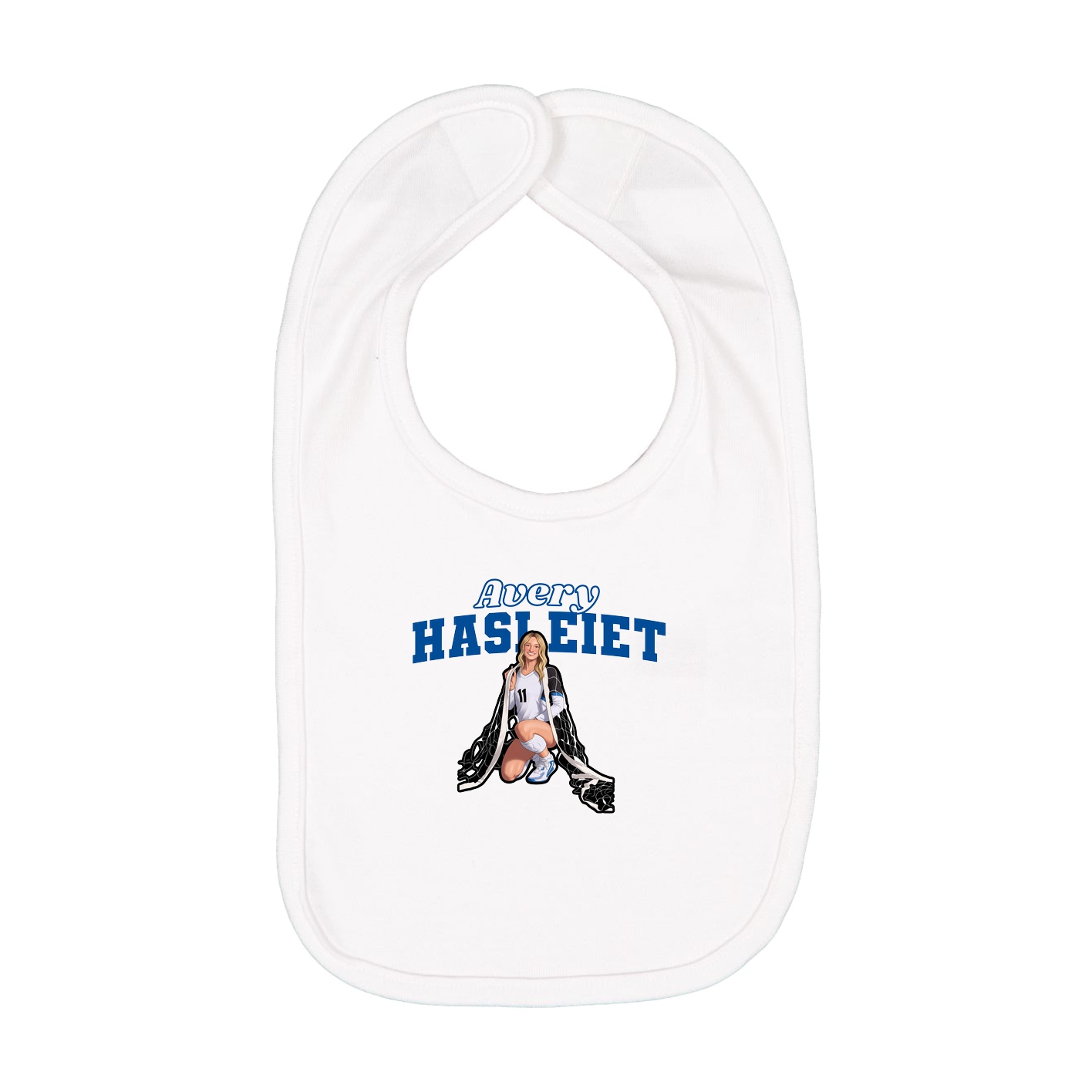 Infant Bib — Name Arch in White