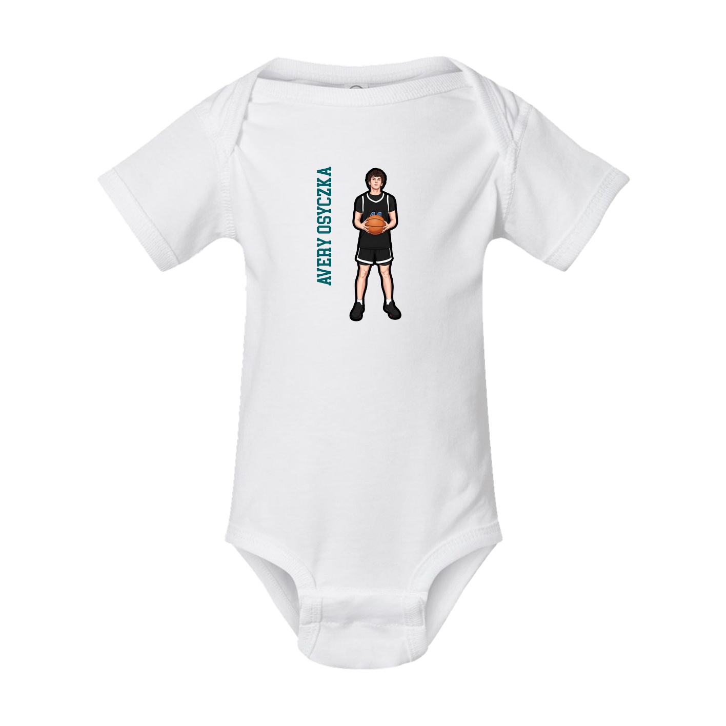 Baby Onesie — Name Vertical in White