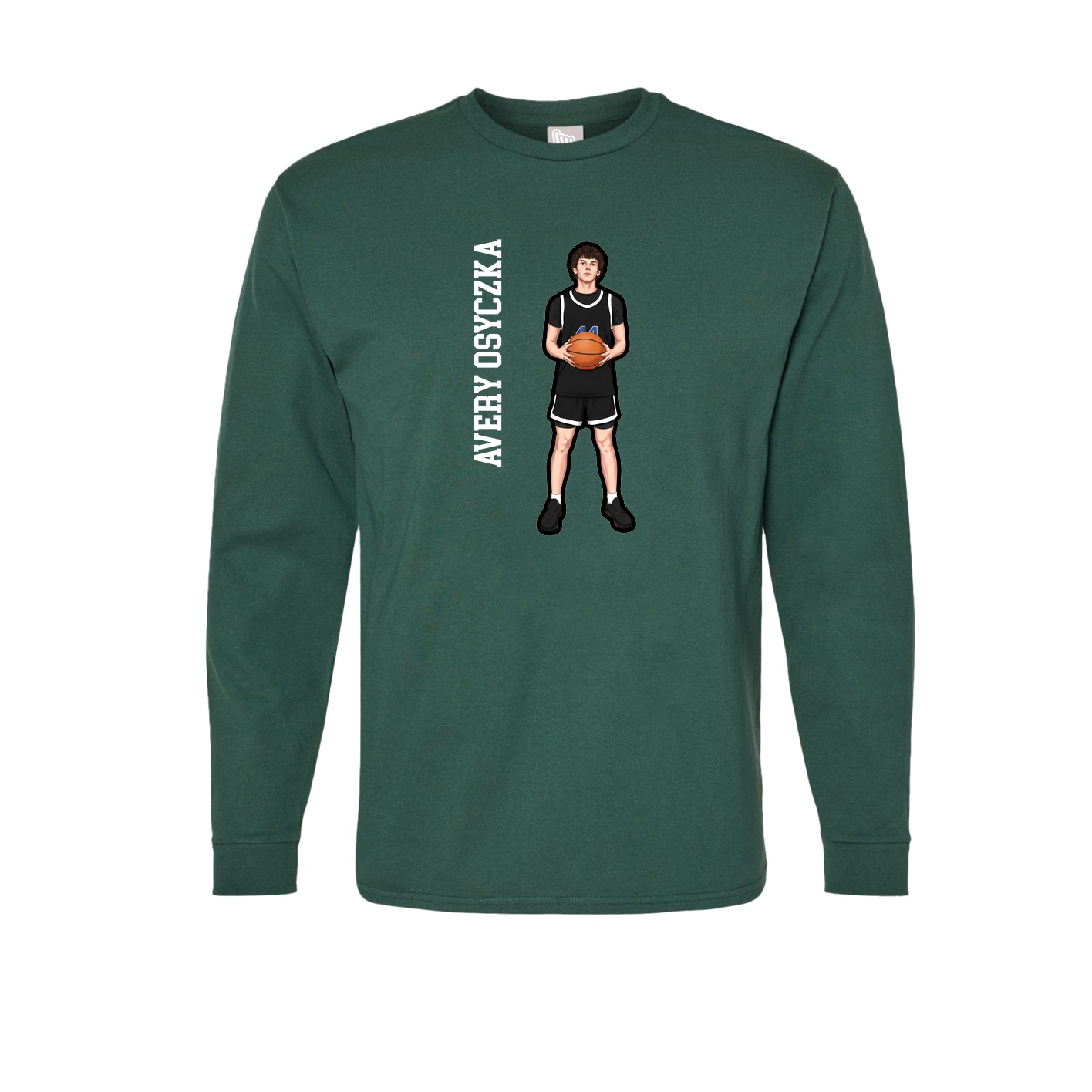 Long Sleeve Tee — Name Vertical in Green