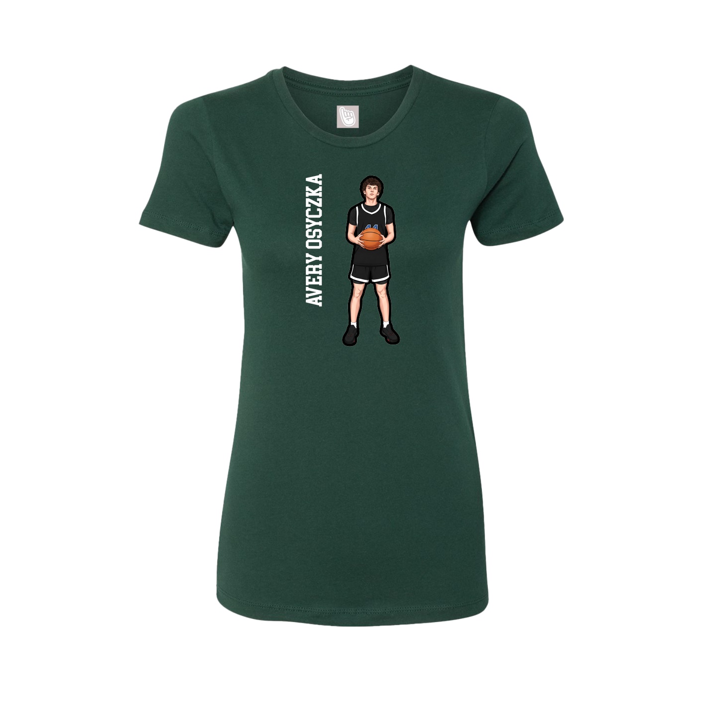 Fitted Women's Tee — Name Vertical in Green