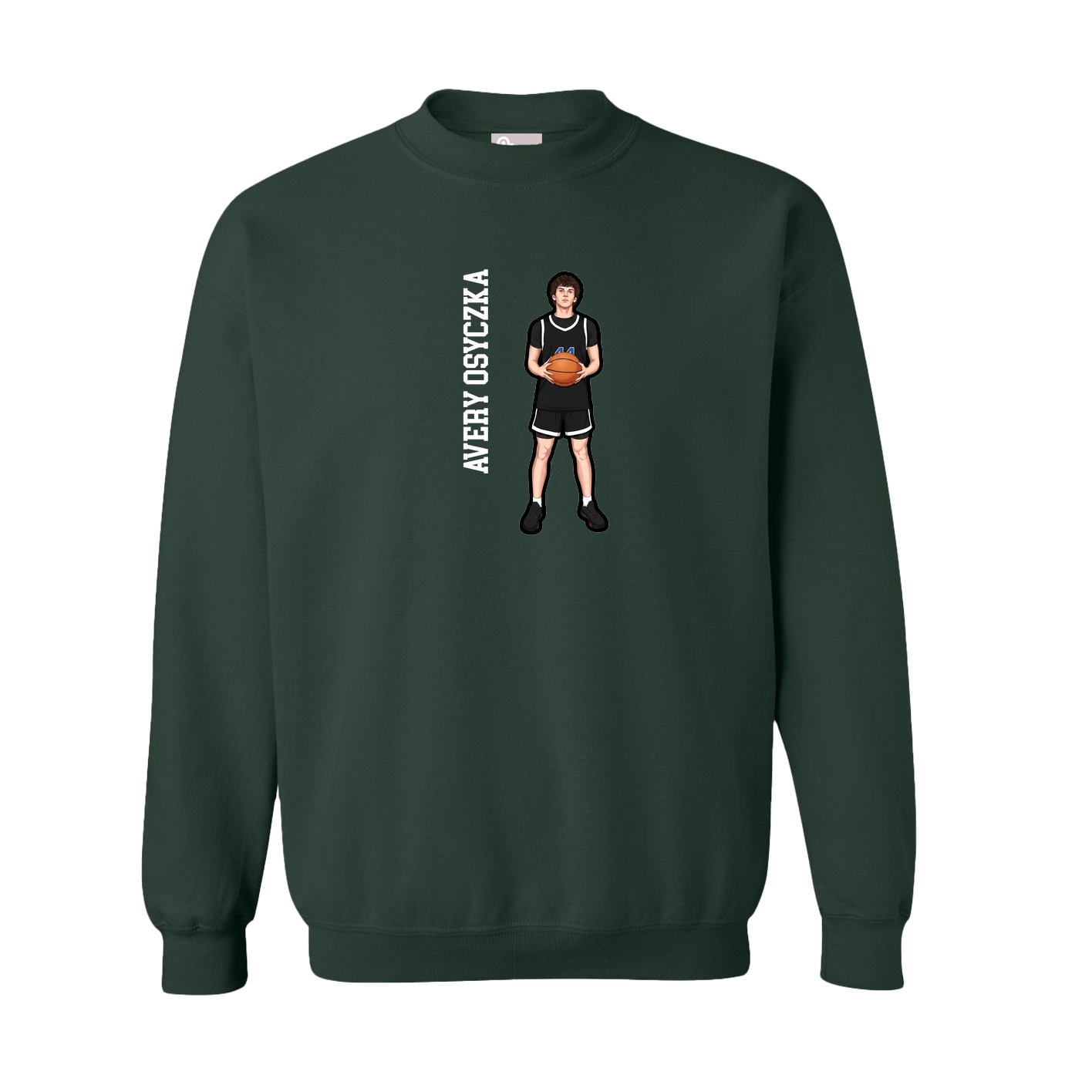Fleece Crew — Name Vertical in Green