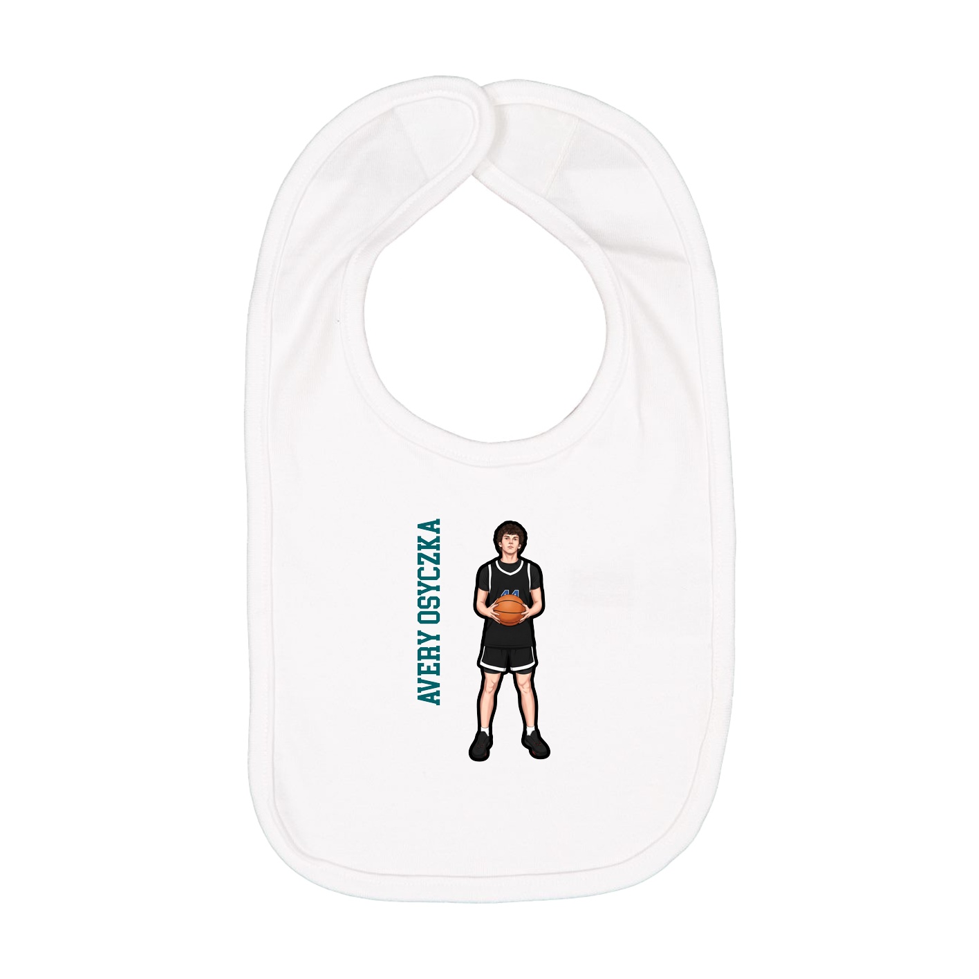 Infant Bib — Name Vertical in White