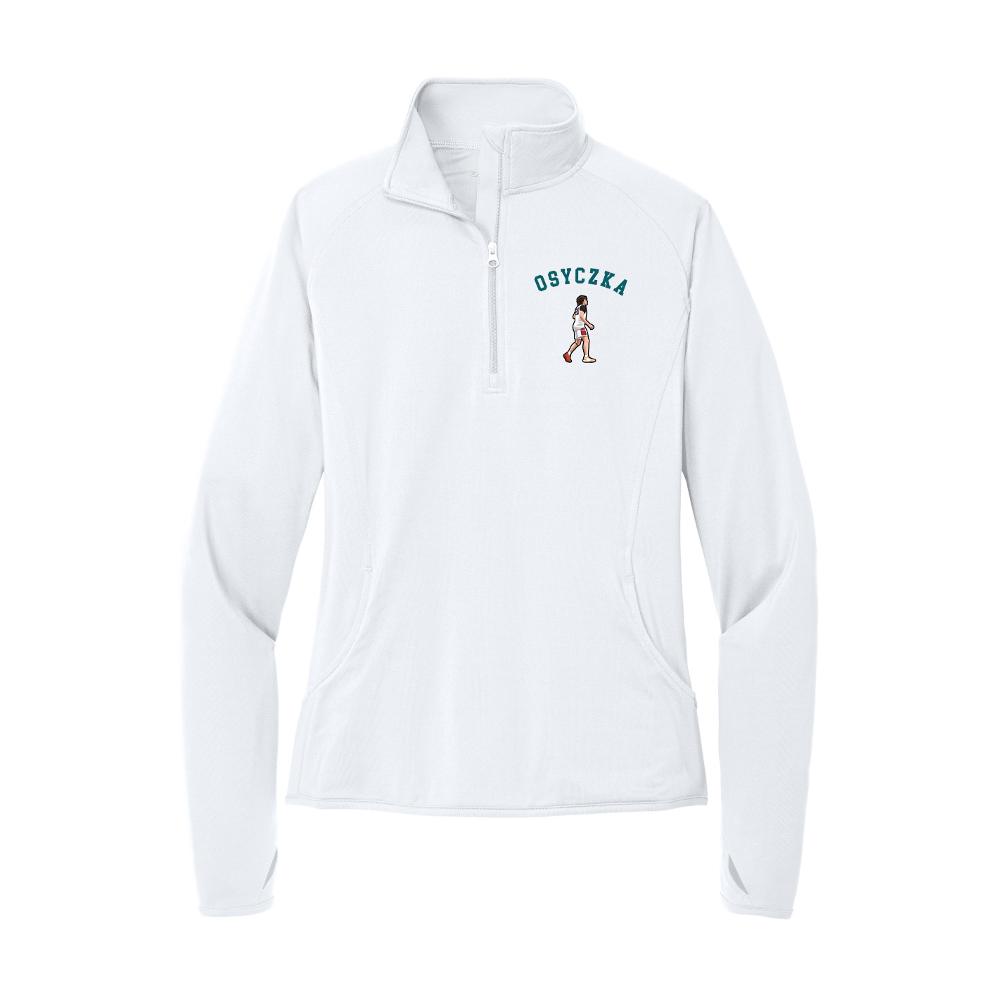 Women's Q-Zip Pullover — Shirsey Arch in White