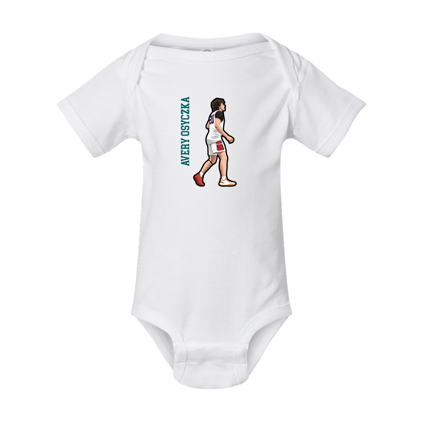 Baby Onesie — Name Vertical in White