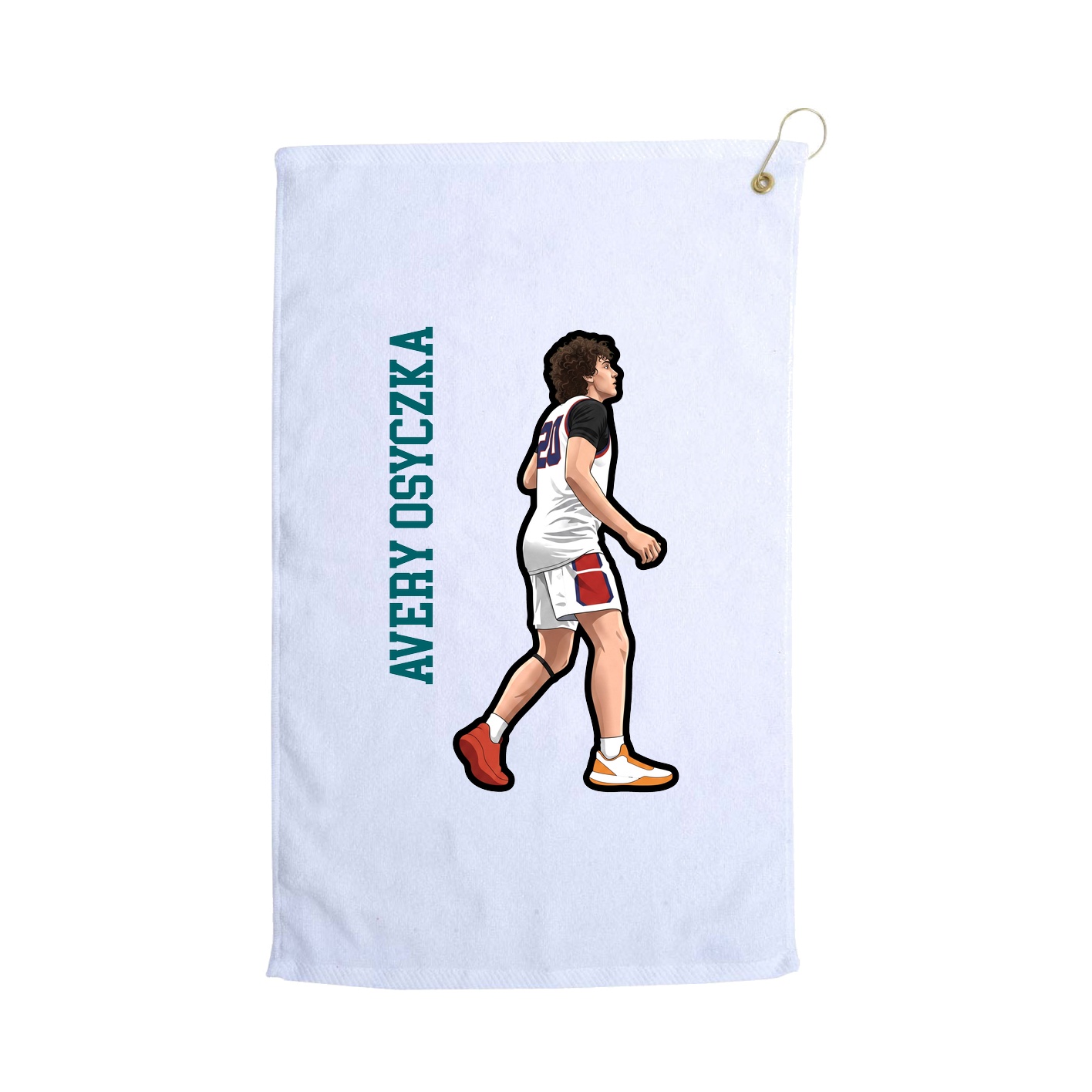 Golf Towel — Name Vertical in White