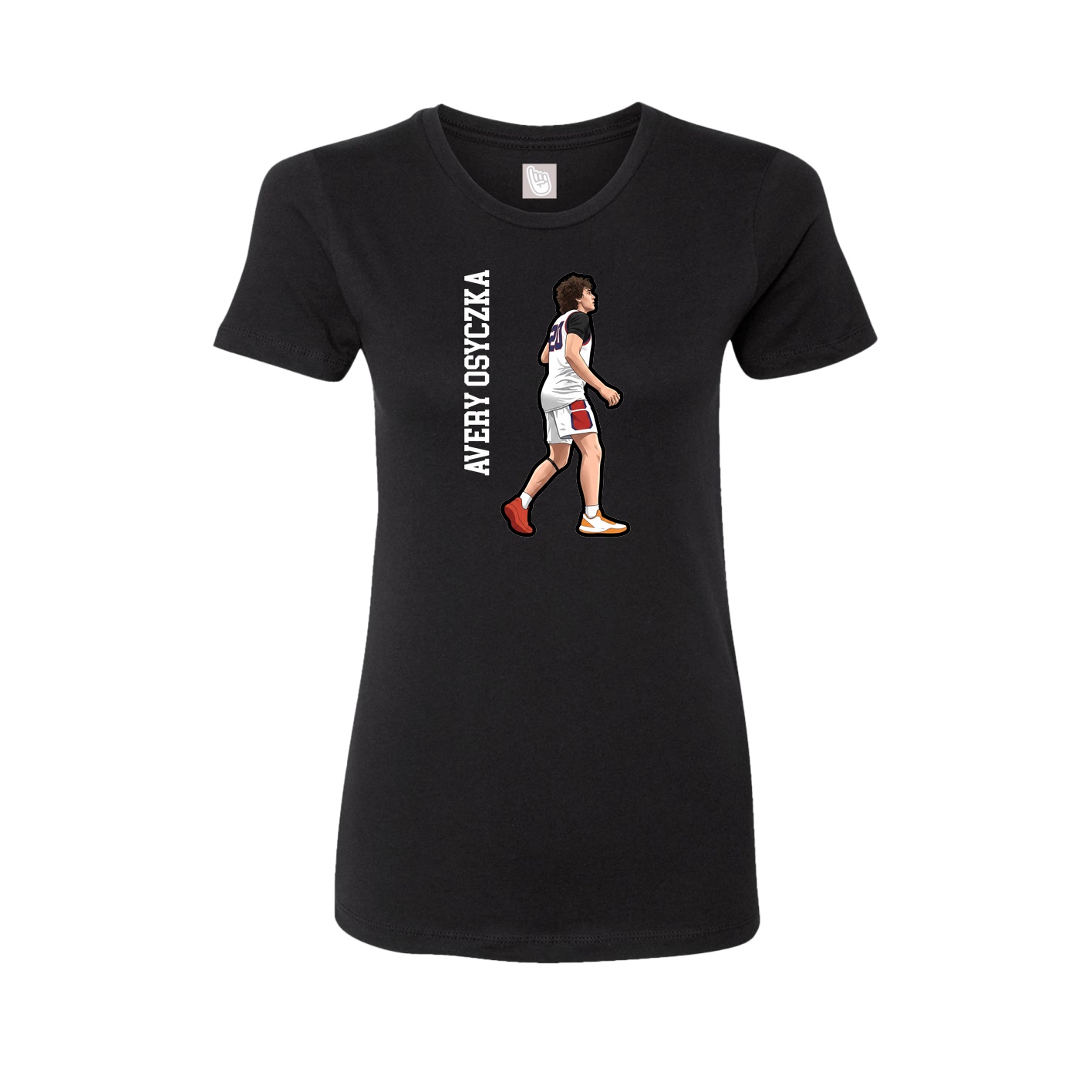 Fitted Women's Tee — Name Vertical in Black