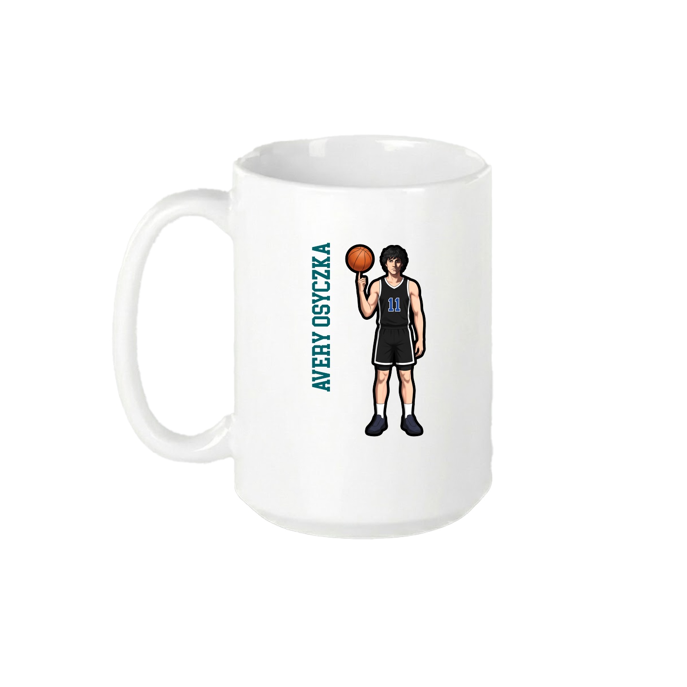 15oz Coffee Mug — Name Vertical in White