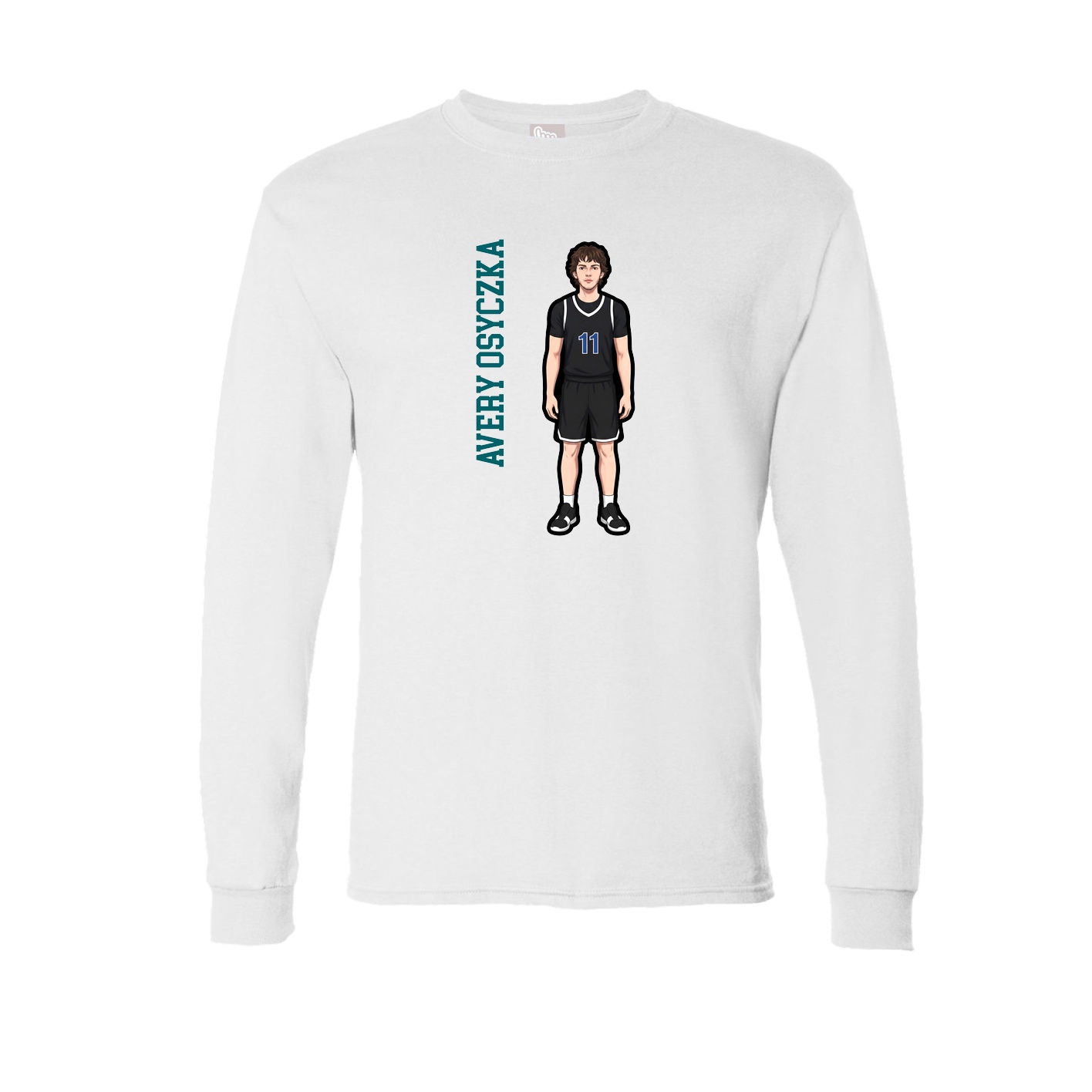 Long Sleeve Tee — Name Vertical in White