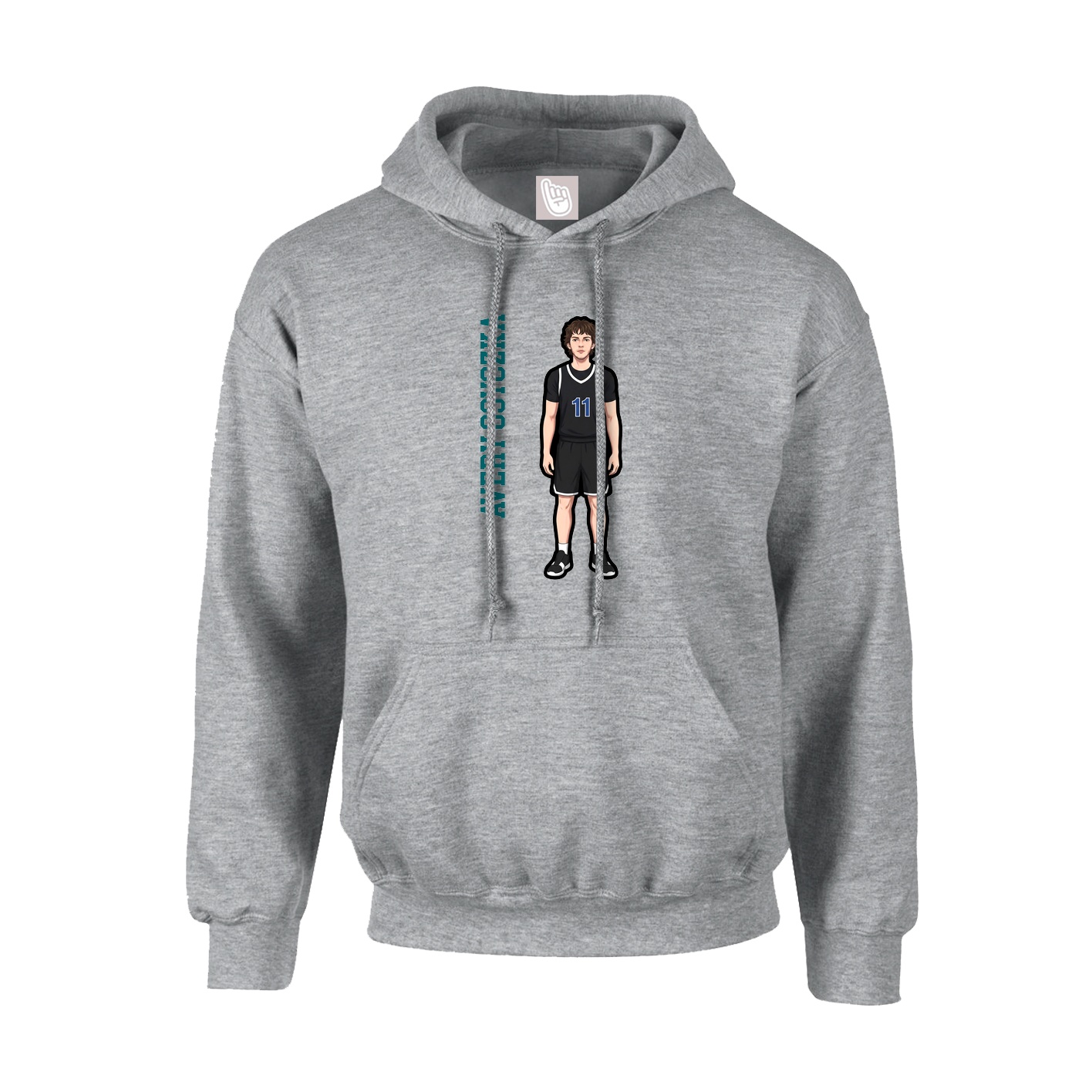 Hoodie — Name Vertical in Grey