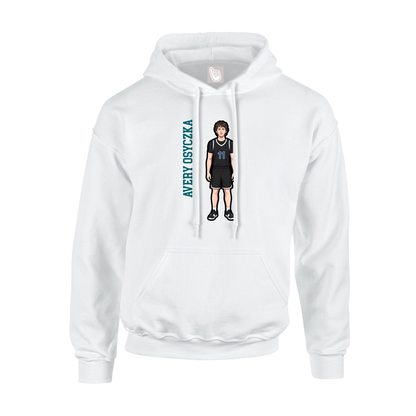 Youth Hoodie — Name Vertical in White