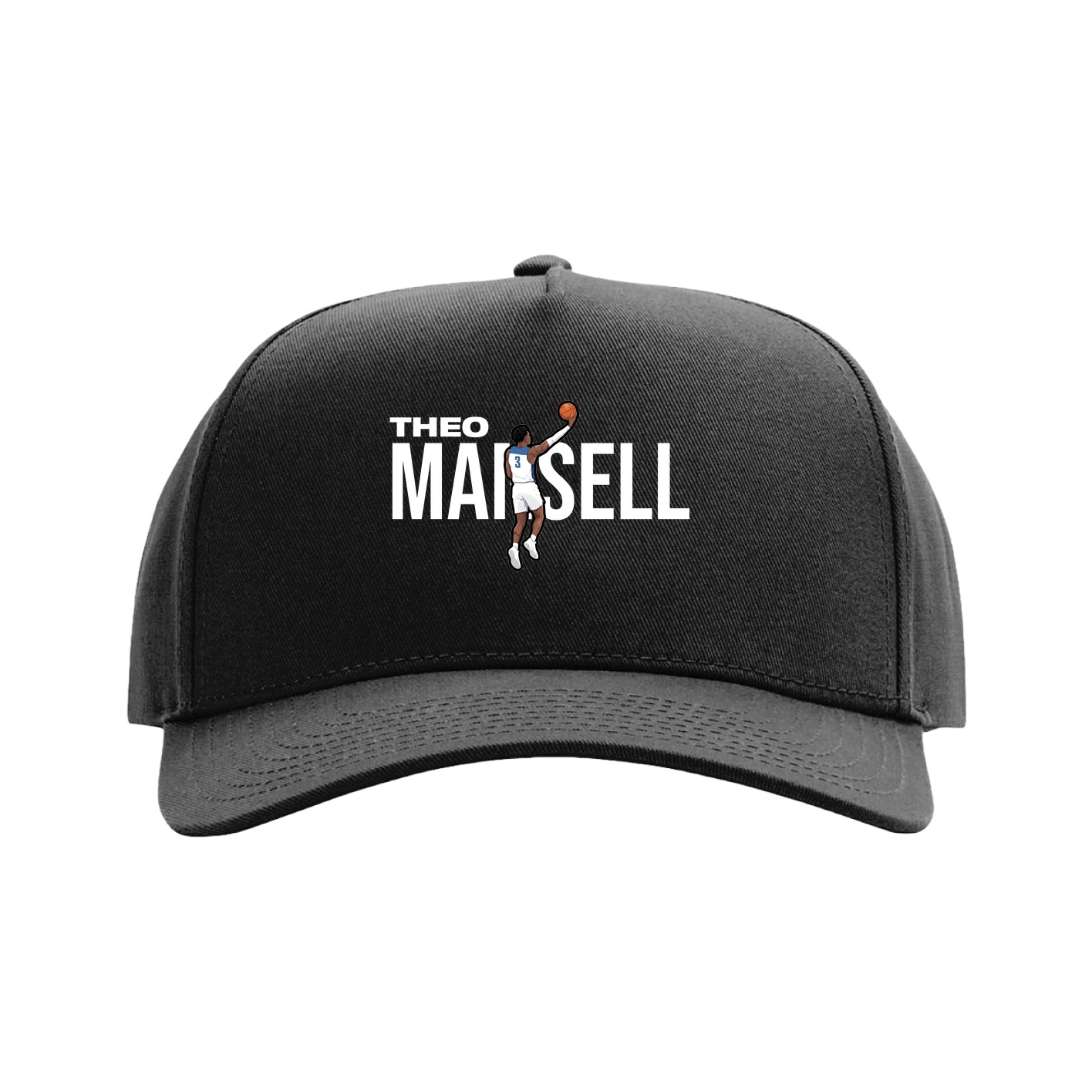 Full Fabric Five-Panel Champ Cap — Player Name in Black