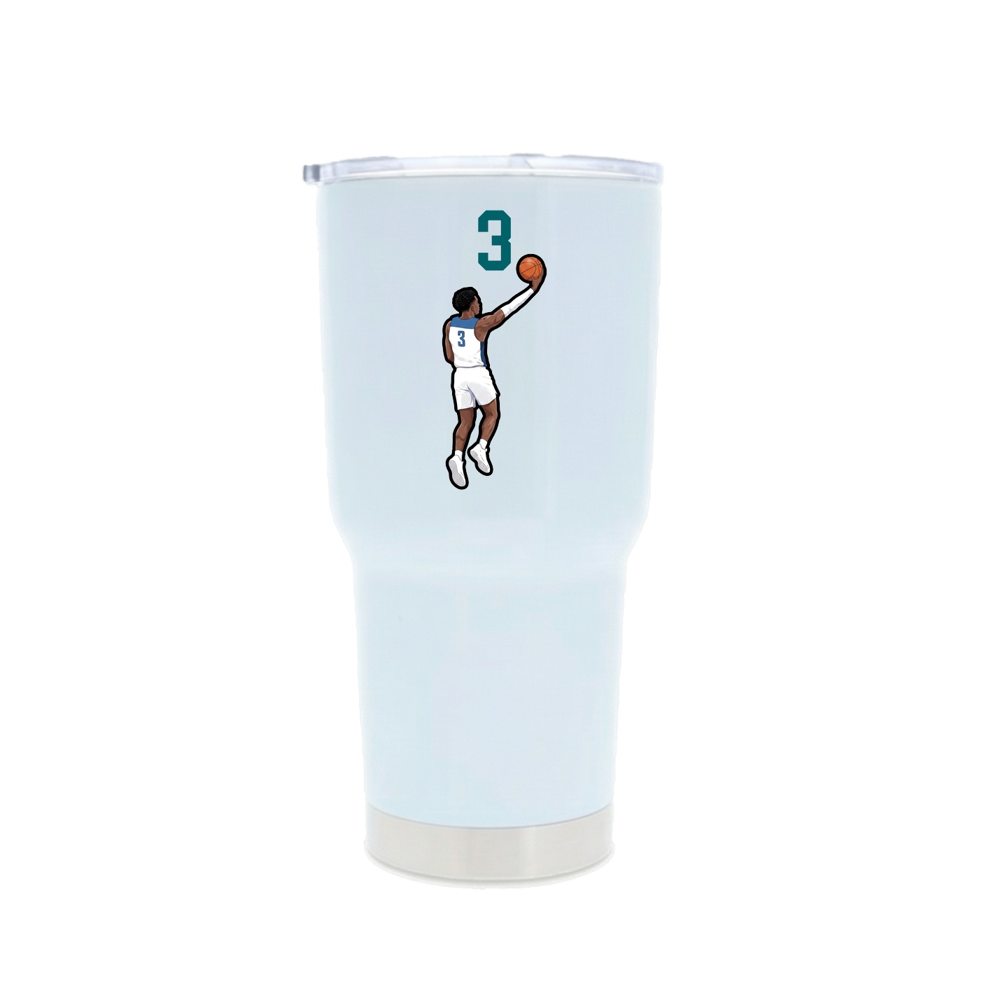 30oz Stainless Steel Tumbler — Number Top in White