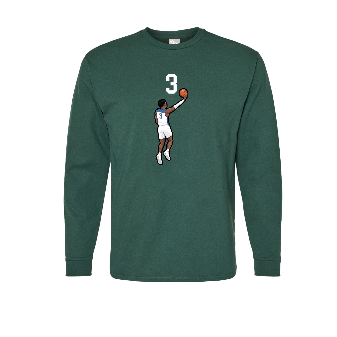 Long Sleeve Tee — Number Top in Green
