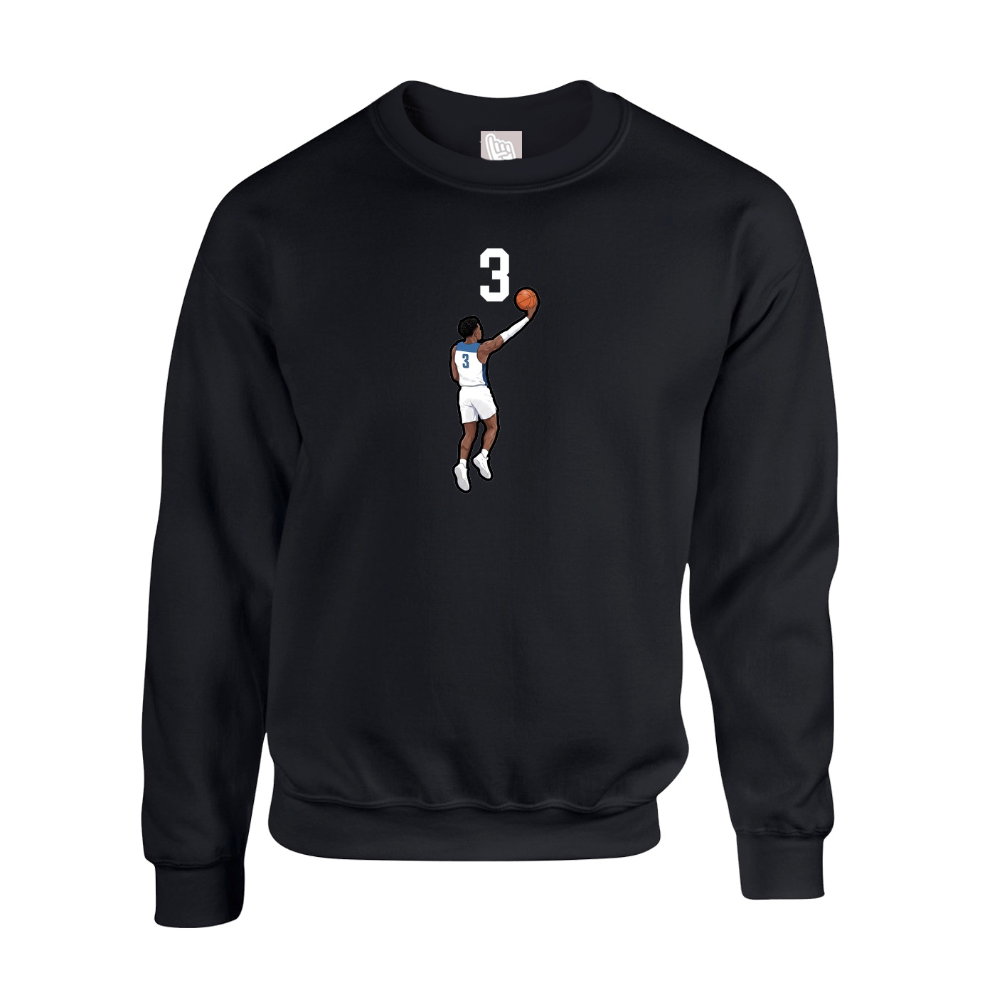 Fleece Crew — Number Top in Black