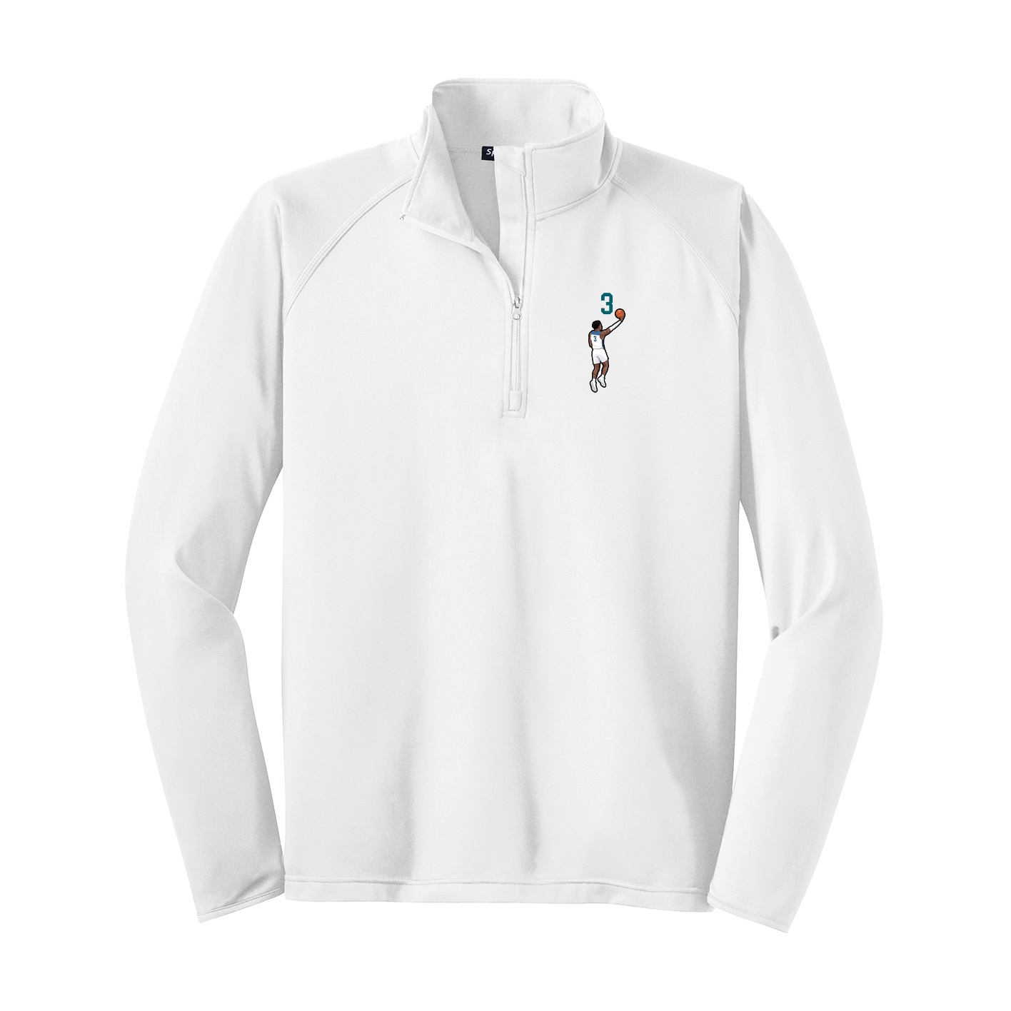 Q-Zip Pullover — Number Top in White