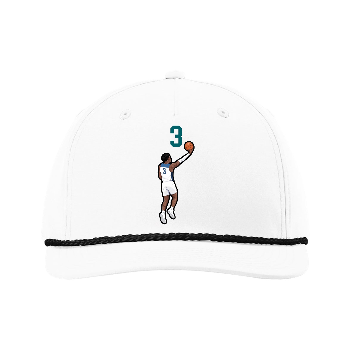 Five-Panel Classic Rope Cap — Number Top in White