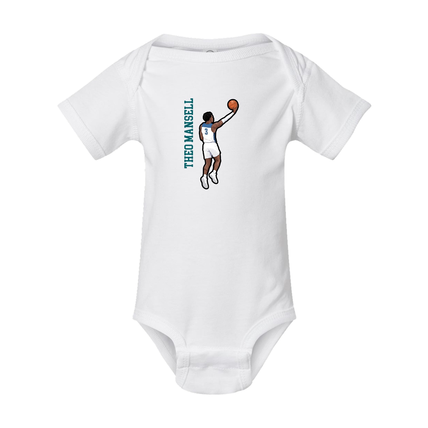 Baby Onesie — Name Vertical in White