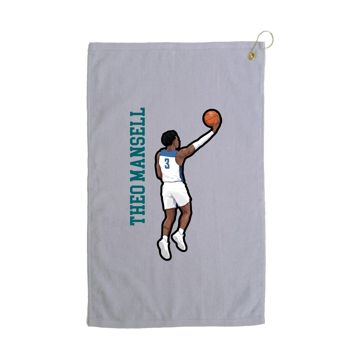 Golf Towel — Name Vertical in Grey