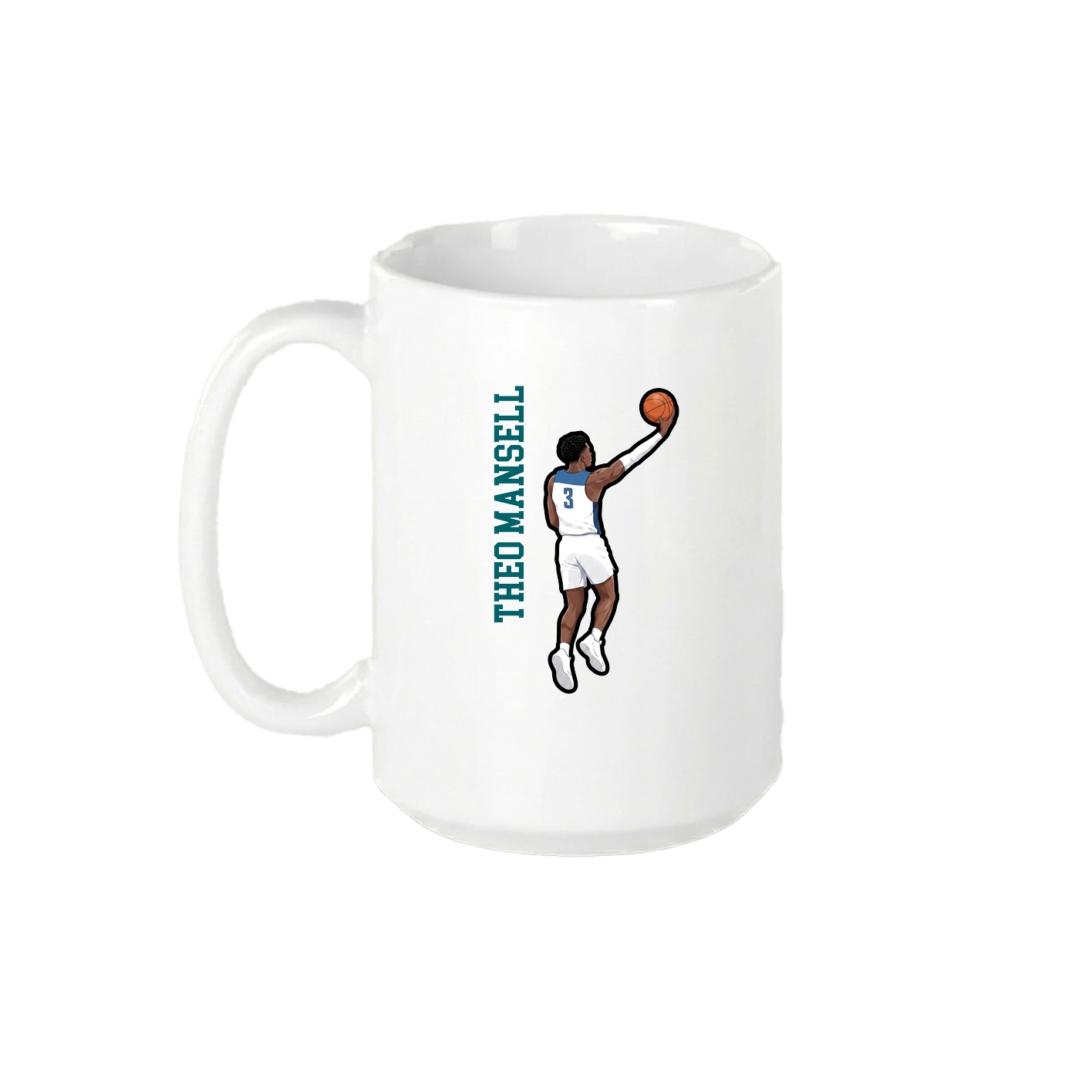 15oz Coffee Mug — Name Vertical in White