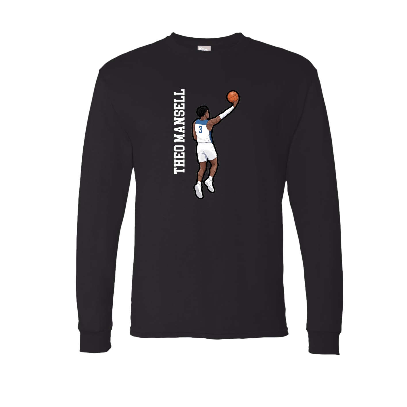 Long Sleeve Tee — Name Vertical in Black