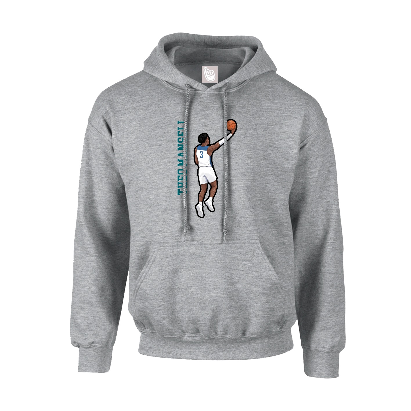 Hoodie — Name Vertical in Grey