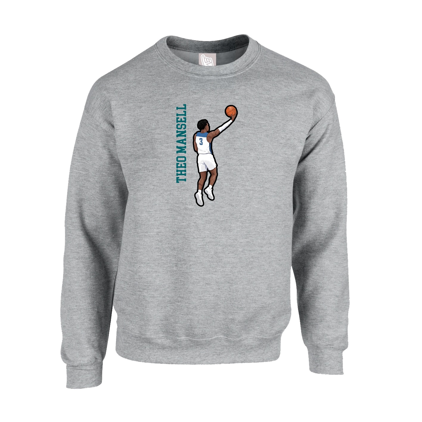 Fleece Crew — Name Vertical in Grey